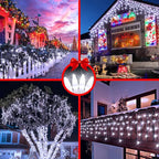 82ft 792 LED 176 Drops Christmas Lights, Outdoor Hanging lights with 8 Modes and Timer Memory, Plug In Outside Waterproof Curtain String Lights for House Fence Tree Holiday Decorations (Cool White)