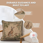 Charlotte Home Furnishings Decorative Pillow Covers for Couch 19x19 in, Tapestry Throw Pillow Cover for Living Room Bed Decor, The Hare French Country Sofa Cushion Cases, Soft Cotton Jacquard Woven