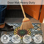 Door Mat Welcome Mat, Heavy Duty Door Mat 17.7 x 29.5 Inch Front Rug Doormat for Outdoor Entrance Home Non-Slip Rubber Rug for Front Door, Outside, Entryway, Patio (Flower)