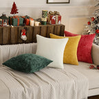 MIULEE Christmas Pack of 4 Couch Throw Pillow Covers 16x16 Inch Christmas Red/Green Soft Decorative Chenille Pillow Covers Farmhouse Accent Cushion Covers for Boho Home Decor Sofa Bedroom Living Room
