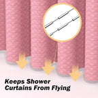 Pink Bathroom Set, 25 PCS Bathroom Accessories Set with Shower Curtains, Rugs, Trash Can, Toothbrush Holder, Soap Dispensers, Toothbrush Cup, Vanity Tray, Soap Dish, Toilet Brush, Qtip Holders