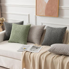 Kevin Textile Throw Pillow Cover Striped Pattern Decorative Soft Corduroy Cushion Covers Stripes for Living Room Set of 2 18x18 Inch Dark Grey