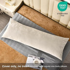 PHF Truly Velvet Zippered Body Pillowcase, No Insert, 1 Pack Ultra Soft Breathable Pillow Sham Cover with Zipper, 20"X 54" Long Luxury Cozy Warm Fuzzy Flannel Body Pillow Case, Sand