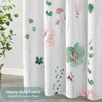QiyI Watercolor Floral Shower Curtain, 3D Embossed Butterflies Sage Green Botanical Bathroom Curtain, Pink Flowers Cloth Bath Curtain, Waterproof Fabric Textured Shower Curtain Set with Hooks, 72x72