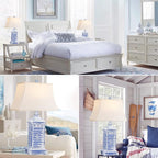 Coastal Table Lamps for Bedrooms Set of 2 Farmhouse Bedside Lamp for Living Room Modern 3-Color Temperature Blue Washed Nightstand End Tables Lamp with USB Ports and AC Outlet (Bulbs Included)