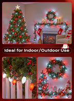 C9 LED Christmas Lights Outdoor, 50 FT 50 Red and Pure White Connectable C9 String Lights for Christmas Tree Patio Roofline Garden Backyard Holiday Party Indoor Outdoor Decoration, Green Wire