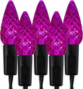 WATERGLIDE Halloween C6 String Lights, 33ft 100 LED Black Wire Fairy Lights with 29V Safe Adaptor, 8 Lighting Mode, Waterproof for Indoor Outdoor Patio Xmas Tree Party Decor, Purple