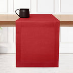 D'Moksha Homes Linen Table Runner 36 Inches - 100% Pure Linen Bright Red Small Table Runner 14 x 36 Inch for Dresser, Coffee Tables, Fall, Autumn and Halloween-Machine Washable