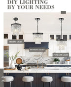 10" Water Ripple Pendant Lights, 2-Tier Modern Pendant Lights Kitchen Island, Black Hanging lamp, Chandeliers for Dining Room Kitchen Island Bedroom Entryway, CC4848-1P-BK