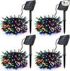4Pack Solar String Lights for Outside, 400 LED Solar Christmas Lights Outdoor Waterproof with 8 Modes Solar Fairy Lights for Xmas Tree Party Wedding Garden Fence Decorations (Multicolor)