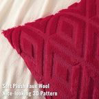 decorUhome Christmas Couch Throw Pillow Covers 12x20 Set of 2, Decorative Soft Plush Faux Wool Lumbar Neutral Accent Pillow Covers for Bed Sofa Living Room, Red