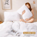 XeGe Faux Fur Throw Pillow Cases, Plush Shaggy Ultra Soft Pillow Covers, Fluffy Crystal Velvet Decorative Pillowcases, Furry Fuzzy Pillow Shams Zipper Closure, Set of 2(King, White)