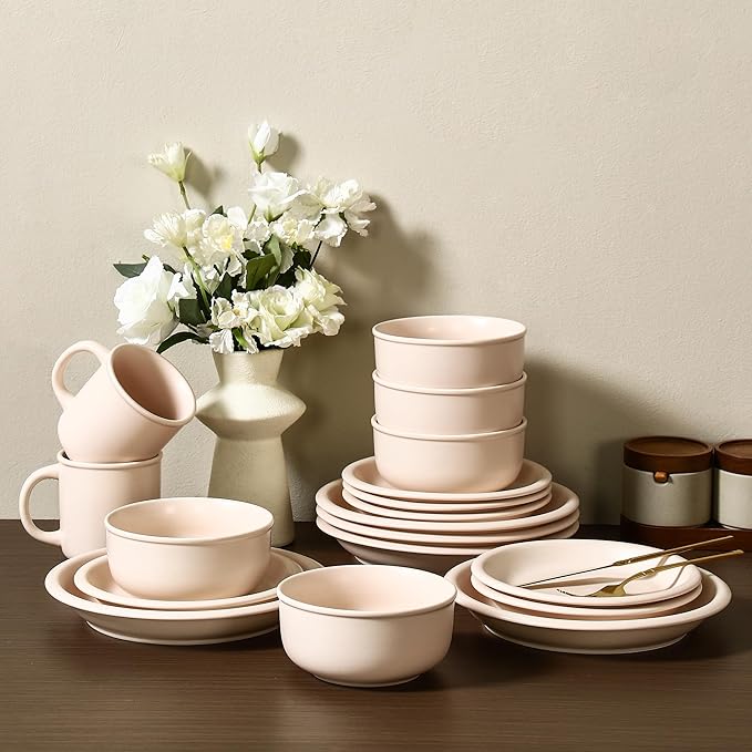 GZG 18 oz Coffee Mugs Set of 4, Modern Ceramic Coffee Cups Set with Handle, Large Coffee Mugs for Tea, Latte, Milk, Cocoa, Rustic Matte Glaze, Microwave & Dishwasher Safe(Cream Mist)