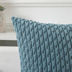 Kevin Textile Throw Pillow Covers Soft Corduroy Decorative Set of 2 Boho Striped Pillow Covers Pillowcases Farmhouse Home Decor for Couch Bed Sofa Living Room 24x24 Inch Blue Grey