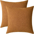 Jeneoo Amber Yellow Decorative Square Thick Throw Pillow Covers Fine Textured Boucle Couch Cushion Case for Sofa Decor, Set of 2, 20 x 20 Inch