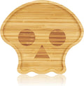 WILLKOMMEN Halloween Serving Tray, Skull Shaped Charcuterie Board, Bamboo Serving Platter 10" x 9" for Party Child Spooky Appetizer Board Serving Dish for Cheese,Snacks,Candy,Cookies