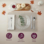 Aya's Cutlery Kingdom 50 Clear Plastic Plates 9" - Heavy-Duty Round Disposable Plates for Parties, Events, and Weddings - Elegant, Durable Clear Dinner Plate for Serving Food and for Easy Cleanup