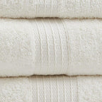 Madison Park Organic 100% Cotton Bathroom Towel Set, Hotel & Spa Quality Highly Absorbent, Quick Dry, Include for Shower, Handwash & Facial Washcloth, Multi-Sizes, Ivory (Pack of 2)