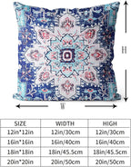 Snycler Ethnic Pattern Blue Boho Pillow Cover 18x18 Inch Set of 2 Southwest Farmhouse Double Sided Pillow Cover Home Decor Cotton Throw Soft Pillow Case Cushion Cover for Sofa Couch