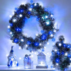 120 LED Blue White Christmas Lights Outdoor, 40ft Clear Wire Christmas Tree Lights 8 Modes, Plug in Waterproof Twinkle Fairy Lights for Indoor Christmas Bedroom Tree Decorations