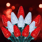 C9 Christmas Lights Outdoor, 100 FT 150 LED Connectable C9 String Lights with 8 Modes and Timer Xmas Tree Patio Roofline Garden Yard Holiday Party Indoor Outdoor Decoration, Red and White