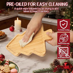 WILLKOMMEN Christmas Serving Tray, Bamboo Christmas Tree Serving Platter, Charcuterie Board Serving Dishes 11.8" x 8.7" for Party Cookie Fruit Tray Cheese Board Plate