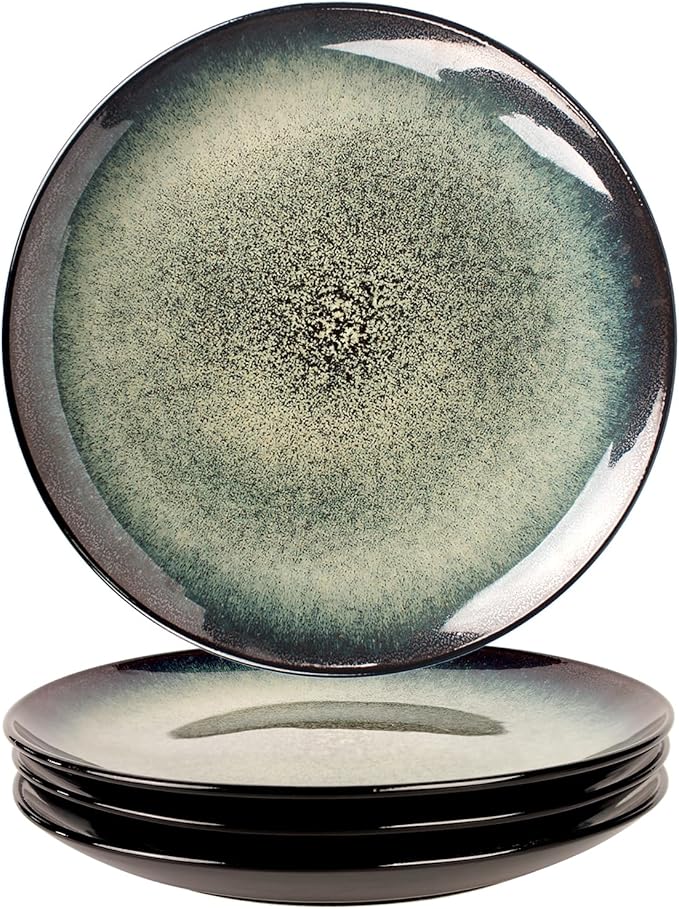 10.6 Inch Porcelain Plates Set, for Appetizer, Dinner Plates, Salad, Dessert, Snacks, Serving Plate Set of 4, Microwave and Dishwasher Safe, apply Home, Restaurant