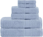 Madison Park Organic 100% Cotton Bathroom Towel Set, Hotel & Spa Quality Highly Absorbent, Quick Dry, Include for Shower, Handwash & Facial Washcloth, Multi-Sizes, Blue
