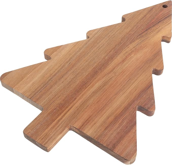 Amosfun Christmas Tree Charcuterie Board Xmas Cutting Board Fruit Tray Wooden Cheese Appetizer Tray Sushi Serving Tray 9.5 x 15 Inch