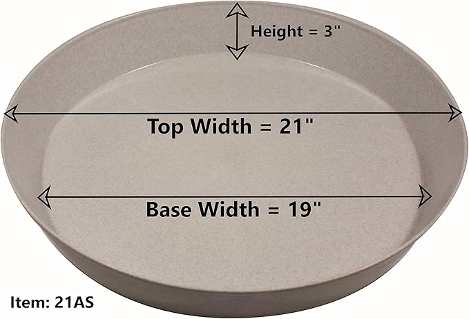 21 Inch (19 Inch Base) Case of 5 Plant Saucer - Terra Cotta Colored Polypropylene - Heavy Duty Indoor/Outdoor Tray and Drip Pan - Collects Flower Pot Excess Water Made in USA