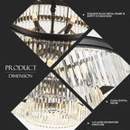 31.5" 18-Light Modern Crystal Chandelier Light Fixture Large 4-Tier Black Luxury Glam Chandeliers for Dining Room Round Hanging Pendant Lighting for Living Room Kitchen Bedroom Foyer Lobby