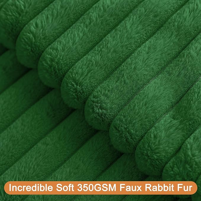 Christmas Dark Green Faux Fur Plush Throw Pillow Covers 22x22 Set of 2 Fuzzy Striped Soft Cozy Pillowcase Luxury Decorative Pillows Square Fluffy Cushion Covers for Couch Sofa Bed