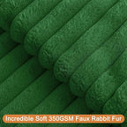 Christmas Dark Green Faux Fur Plush Throw Pillow Covers 24x24 Set of 2 Fuzzy Striped Soft Cozy Pillowcase Luxury Decorative Pillows Square Fluffy Cushion Covers for Couch Sofa Bed