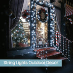 4 Pack 180FT Solar Christmas Lights Outdoor Waterproof, Super Bright 320 LED Solar String Lights with 8 Lighting Modes, Green Wire Twinkle Tree Light for Outside Xmas Party Decorations (Cool White)