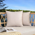 Kevin Textile Pack of 2 Decorative Outdoor Waterproof Checkered Pillow Covers Square Garden Cushion Sham Throw Pillowcase Shell for Patio Tent Couch 24x24 Inch Light Beige