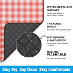 TigeJoy Extra Large Picnic Blanket Waterproof Foldable 80''x80'', Outdoor Picnic Mat Beach Blanket Sandproof for Park, Grass, Travel, Hiking, Camping Essentials, Gingham Picnic Blanket
