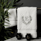 Decorative and Monogrammed Hand Towels for Bathroom Kitchen Makeup | Personalized Gift for Wedding-Bridal | Roman Font Custom Luxury Turkish Towel | Spa Collection, Oversized, 16 X 30 Inch, Set of 2