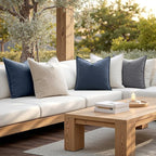 MIULEE Decorative Linen Euro Sham Pillow Covers 24x24 Indigo Blue Boho Farmhouse Neutral Couch Throw Pillows for Bed Pack of 2 Accent Coastal Modern Pillowcase Summer Sofa Livingroom Home Decor
