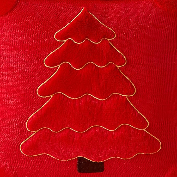 DFXSZ Christmas Pillow Covers 18x18 Yellow Line Red Christmas Tree Decoration Soft Plush Faux Fur Jacquard Throw Pillows for Bedroom Sofa Holiday Festivals Winter Home Decor PTK062B18