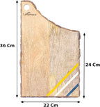 Mango Wood With Tree Bark Multi Cutting Board, Chopping Board, Cheese Board, Bread, and Charcuterie - Decorative Wooden Serving Board for Kitchen and Dining 14x9 Inches