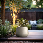 Kante Curva Series Planter, 14.8 Inch Round Concrete Garden Pot with Draiange Hole and Rubber Plug, Suitable for Indoor Plants, Home, Garden, Patio, Weathered Concrete