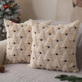 Christmas Pillow Covers 16x16 inch Set of 2 Xmas Decorations Soft Plush Faux Fur Wool Beige Christmas Tree Throw Pillow Cases Winter Holiday Decor for Sofa Living Room PT-002C16