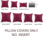Fancy Homi 2 Packs Burgundy Red Decorative Throw Pillow Covers 16x16 Inch for Living Room Couch Bed, Rustic Farmhouse Boho Home Decor, Soft Corss Patchwork Corduroy Textured Cushion Case 40x40 cm