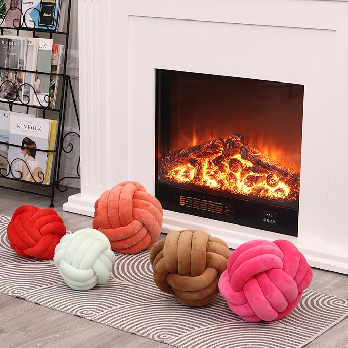 Petrella Knot Pillow Ball Round Throw Pillows Home Decor Cushion Decorative Aesthetic Throw Pillows，Coffee 8inch