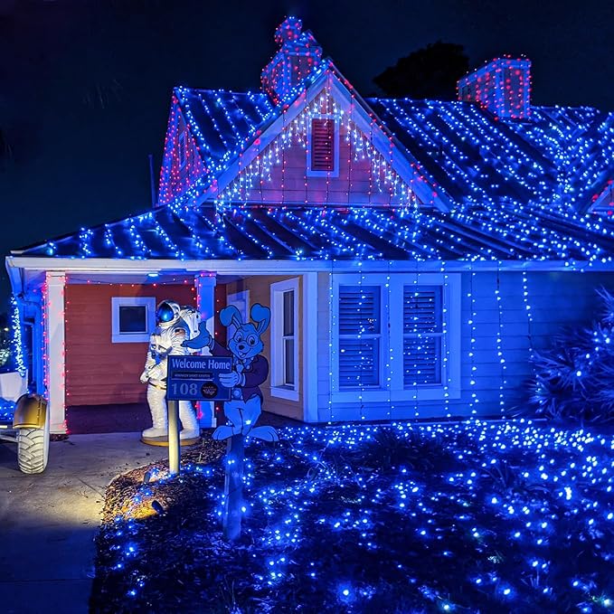 Vivideal Blue Christmas Lights Outdoor, 262FT 800 LED Blue String Lights for Outside with 8 Modes Timer Memory for Patio Xmas Tree Decorations