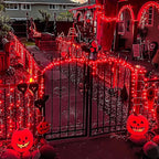 JMEXSUSS Red Halloween Decor String Lights Outdoor Indoor, 66ft 200 LED Red Christmas Lights Clear Wire, 8 Modes Halloween Twinkle Fairy Light Plug in for Tree Room Party Decorations