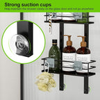 Orimade Adjustable Hanging Caddy, Bathroom Organizer Shelf Storage Rack, Rustproof Shower Basket, Matt Black 3 Tier