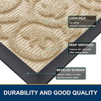 Smiry Welcome Door Mat Outside Entrance, Heavy Duty Trap Dirt and Moisture Easy Clean Low Profile Patio Porch Indoor Outdoor Front Doormat for Entry, 36x24 Inch, Beige/Welcome