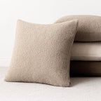 Foindtower Pack of 2, Curly Faux Fur Decorative Throw Pillow Covers Soft Fuzzy Plush Cushion Case with Zipper Cozy Pillowcase for Home Living Room Couch Bed Sofa 16 x 16 Inch, Beige