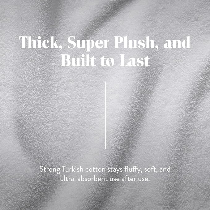 Brooklinen Super-Plush Turkish Cotton Bath Towel Set - 2 Bath Towels + 2 Hand Towels Cotton, 820 GSM, Highly Absorbent, Machine Washable, Perfect for Home & Bathroom (White)